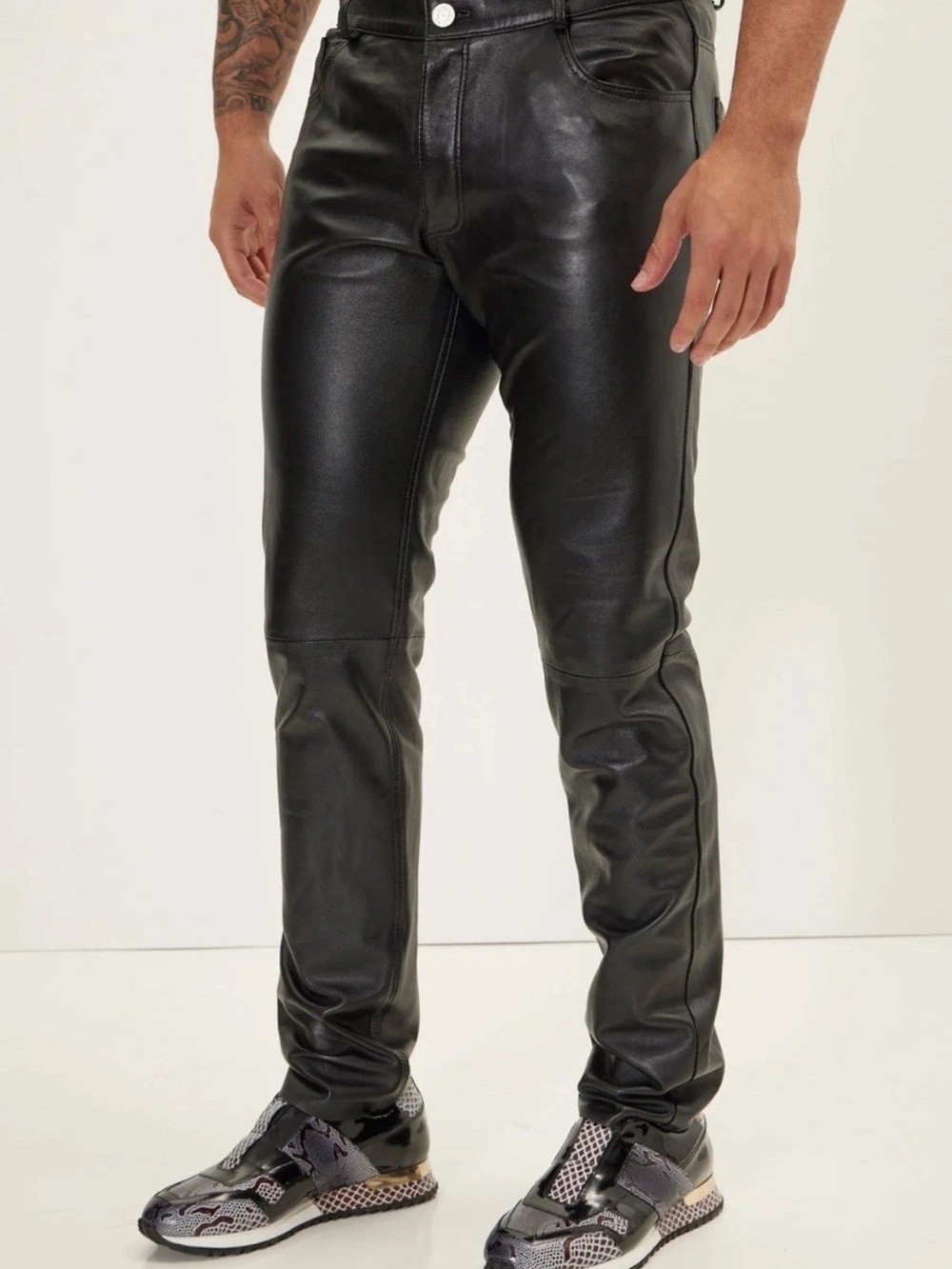 Ron Tomson Men’s Genuine Lambskin Leather Pats In Black Sz 34x30 NWOT
